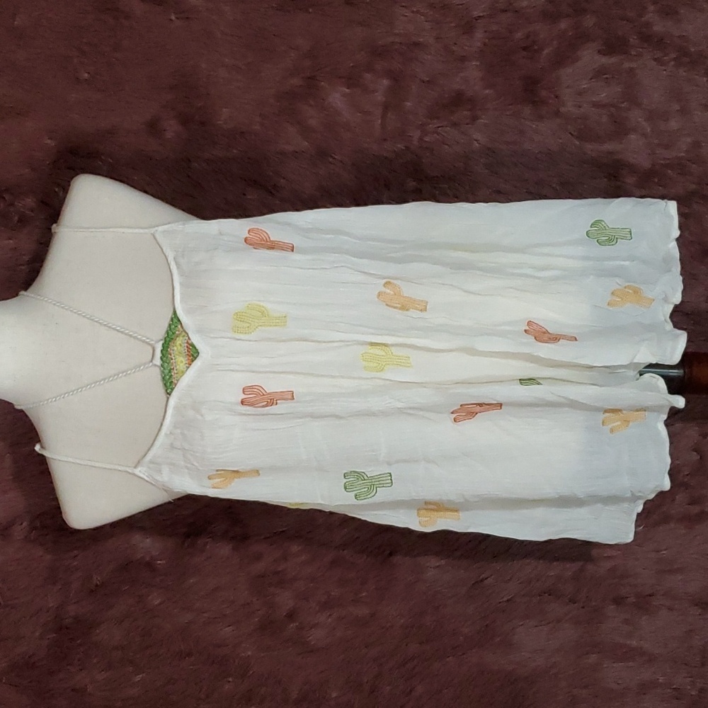 Francesca's Tank Top Western Blouse Cactus Embroidered
